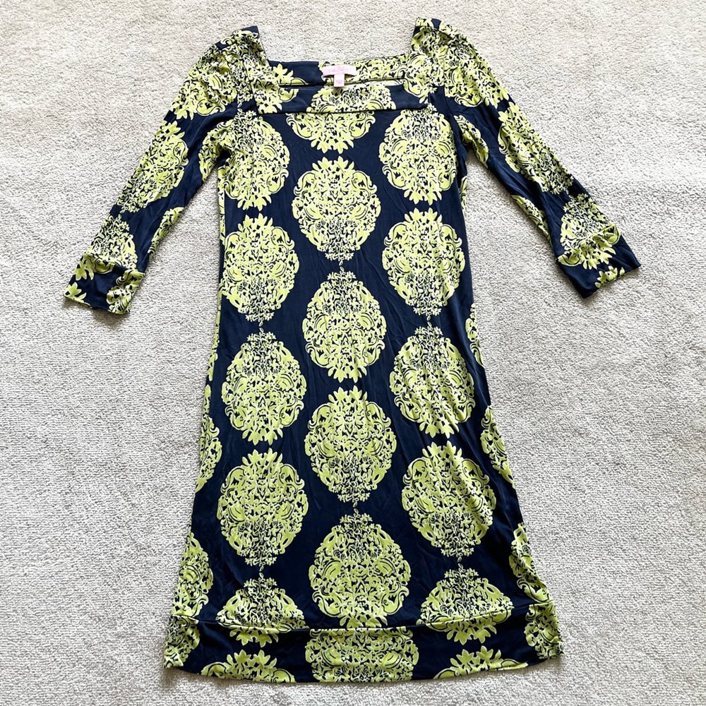 LILLY PULITZER 100% SILK NEWPORT SQUARE NECKLINE DRESS SIZE 2 ROMANTIC CHIC - Picture 10 of 10